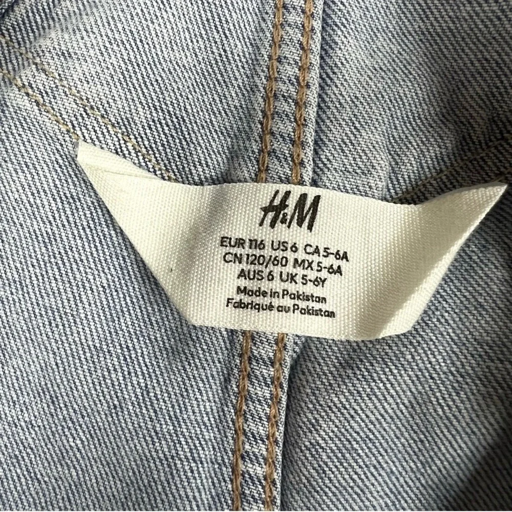 H&M‎ Kids Light Wash Denim Overalls Blue Straight Leg Stretch Size 6 11909928